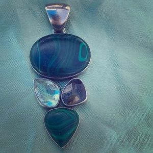 Sterling Silver Malachite, Smoky Quartz